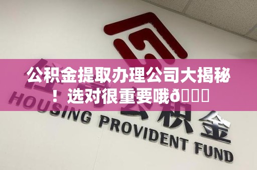 蕉城公积金提取办理公司大揭秘！选对很重要哦😎